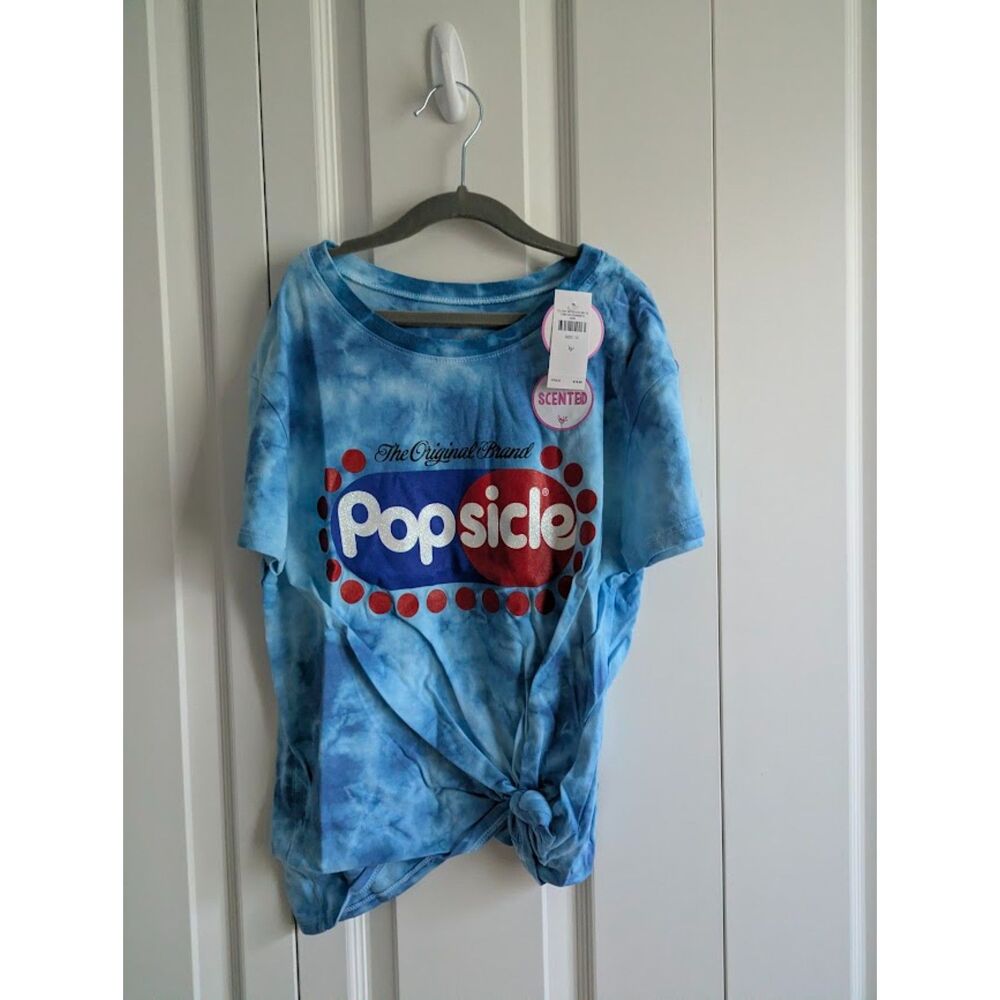 NWT "Scented" glitter Popsicle Blue Tie-Dye Shirt Girls 10